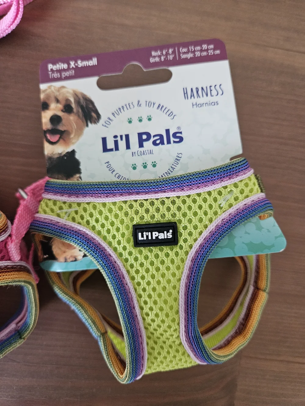 Li'l Pals Comfort Mesh Step In Back Clip Dog Harness 8 To 8 In Green With Leash